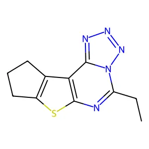 5-ethyl-9,10-dihydro-8H-cyclopenta[4,5]thieno[3,2-e]tetrazolo[1,5-c]pyrimidine structure