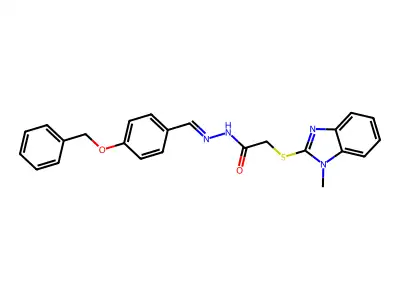 2-(1-methylbenzimidazol-2-yl)sulfanyl-N-[(E)-(4-phenylmethoxyphenyl)methylideneamino]acetamide structure