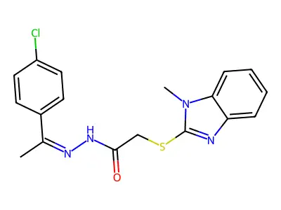N'-[(1E)-1-(4-chlorophenyl)ethylidene]-2-[(1-methyl-1H-benzimidazol-2-yl)sulfanyl]acetohydrazide structure