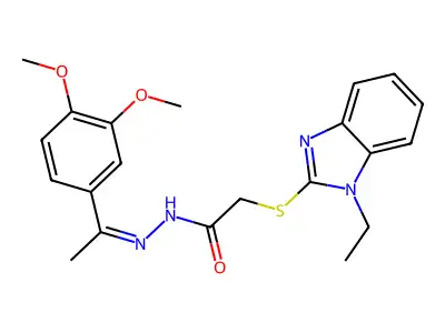 (E)-N'-(1-(3,4-dimethoxyphenyl)ethylidene)-2-((1-ethyl-1H-benzo[d]imidazol-2-yl)thio)acetohydrazide structure