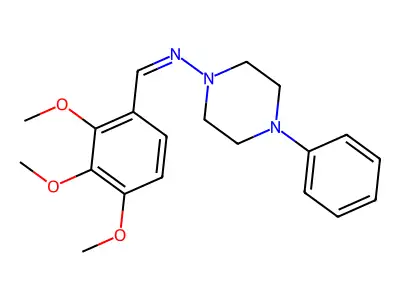 4-phenyl-N-[(E)-(2,3,4-trimethoxyphenyl)methylidene]piperazin-1-amine structure