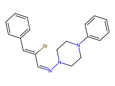 N-(2-bromo-3-phenyl-2-propen-1-ylidene)-4-phenyl-1-piperazinamine structure