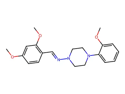 N-[(E)-(2,4-dimethoxyphenyl)methylidene]-4-(2-methoxyphenyl)piperazin-1-amine structure