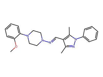 1-(3,5-dimethyl-1-phenylpyrazol-4-yl)-N-[4-(2-methoxyphenyl)piperazin-1-yl]methanimine structure