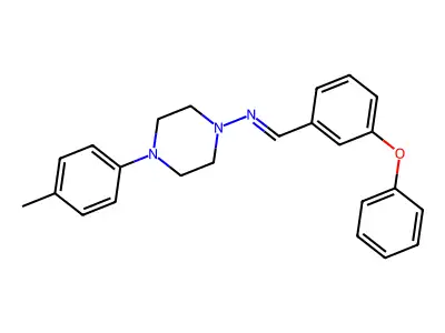 4-(4-methylphenyl)-N-[(E)-(3-phenoxyphenyl)methylidene]piperazin-1-amine structure