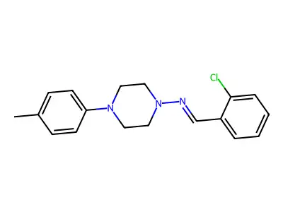 N-[(E)-(2-chlorophenyl)methylidene]-4-(4-methylphenyl)-1-piperazinamine structure