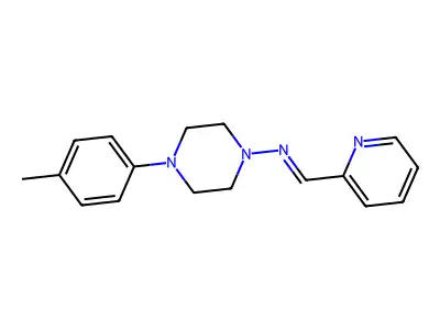 4-(4-methylphenyl)-N-[(E)-pyridin-2-ylmethylidene]piperazin-1-amine structure