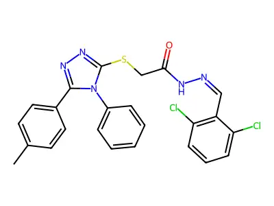 N'-[(E)-(2,6-dichlorophenyl)methylidene]-2-{[5-(4-methylphenyl)-4-phenyl-4H-1,2,4-triazol-3-yl]sulfanyl}acetohydrazide structure