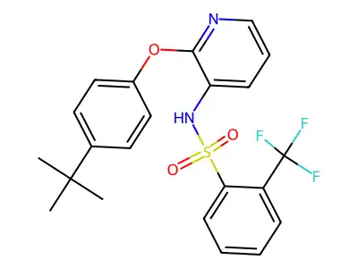 N-[2-(4-tert-butylphenoxy)pyridin-3-yl]-2-(trifluoromethyl)benzenesulfonamide structure