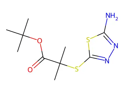 Tert-butyl 2-[(5-amino-1,3,4-thiadiazol-2-yl)thio]-2-methylpropanoate structure