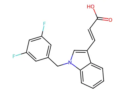 3-[1-[(3,5-difluorophenyl)methyl]indol-3-yl]prop-2-enoic Acid structure