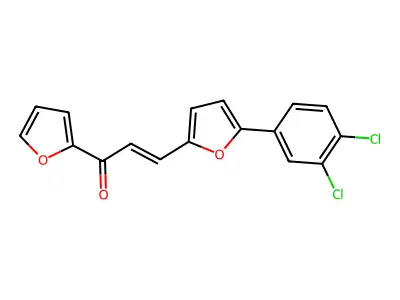 (E)-3-(5-(3,4-dichlorophenyl)furan-2-yl)-1-(furan-2-yl)prop-2-en-1-one structure