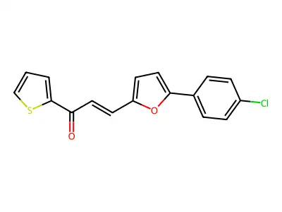 (2E)-3-[5-(4-chlorophenyl)furan-2-yl]-1-(thiophen-2-yl)prop-2-en-1-one structure