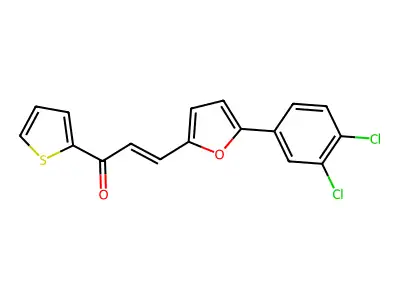 (E)-3-[5-(3,4-dichlorophenyl)furan-2-yl]-1-thiophen-2-ylprop-2-en-1-one structure