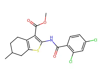 methyl 2-[(2,4-dichlorobenzoyl)amino]-6-methyl-4,5,6,7-tetrahydro-1-benzothiophene-3-carboxylate structure