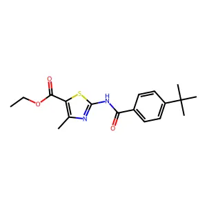 Ethyl 2-[(4-tert-butylbenzoyl)amino]-4-methyl-1,3-thiazole-5-carboxylate structure