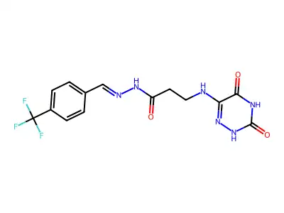 3-((3,5-Dioxo-2,3,4,5-tetrahydro-1,2,4-triazin-6-yl)amino)-N'-(4-(trifluoromethyl)benzylidene)propanehydrazide structure