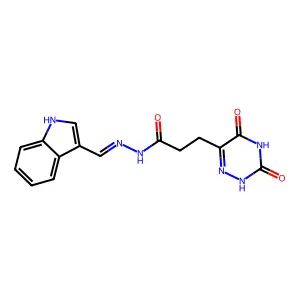 N'-((1H-Indol-3-yl)methylene)-3-(5-hydroxy-3-oxo-3,4-dihydro-1,2,4-triazin-6-yl)propanehydrazide structure