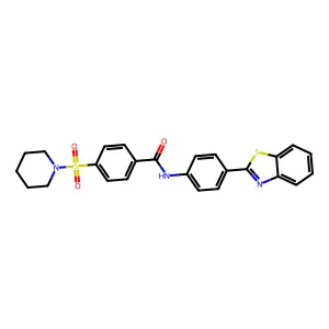 N-[4-(1,3-benzothiazol-2-yl)phenyl]-4-piperidin-1-ylsulfonylbenzamide structure