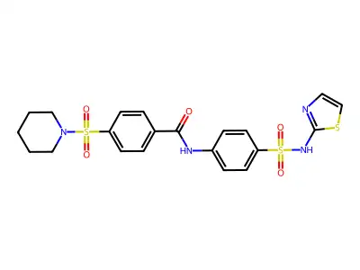 4-piperidin-1-ylsulfonyl-N-[4-(1,3-thiazol-2-ylsulfamoyl)phenyl]benzamide structure