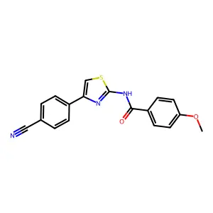 N-(4-(4-cyanophenyl)thiazol-2-yl)-4-methoxybenzamide structure