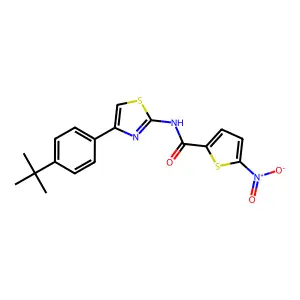 N-[4-(4-tert-butylphenyl)-1,3-thiazol-2-yl]-5-nitrothiophene-2-carboxamide structure