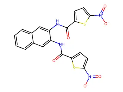N,N'-naphthalene-2,3-diylbis(5-nitrothiophene-2-carboxamide) structure