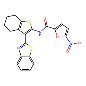 N-[3-(1,3-benzothiazol-2-yl)-4,5,6,7-tetrahydro-1-benzothiophen-2-yl]-5-nitrofuran-2-carboxamide structure