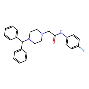 2-(4-benzhydryl-1-piperazinyl)-N-(4-fluorophenyl)acetamide structure