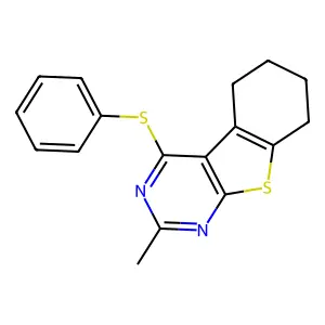 2-Methyl-4-(phenylsulfanyl)-5,6,7,8-tetrahydro[1]benzothieno[2,3-d]pyrimidine structure