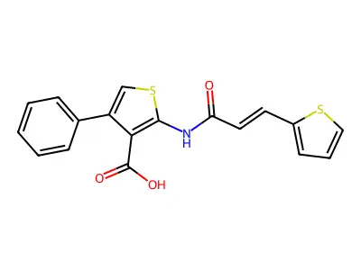 4-phenyl-2-[(2E)-3-(thiophen-2-yl)prop-2-enamido]thiophene-3-carboxylic acid structure