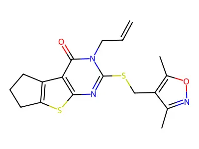 10-{[(3,5-dimethyl-1,2-oxazol-4-yl)methyl]sulfanyl}-11-(prop-2-en-1-yl)-7-thia-9,11-diazatricyclo[6.4.0.0^{2,6}]dodeca-1(8),2(6),9-trien-12-one structure