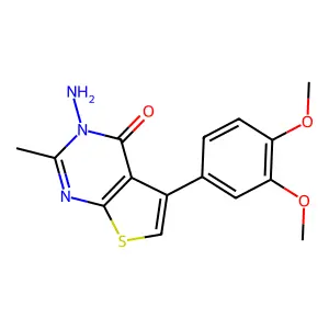 3-amino-5-(3,4-dimethoxyphenyl)-2-methyl-3H,4H-thieno[2,3-d]pyrimidin-4-one structure