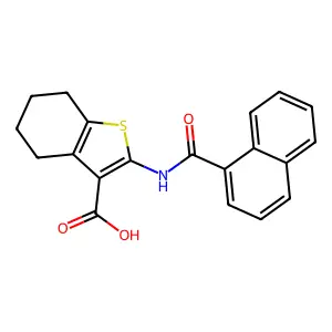 2-[(1-naphthylcarbonyl)amino]-4,5,6,7-tetrahydro-1-benzothiophene-3-carboxylic acid structure