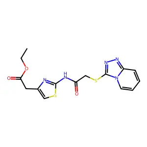 ethyl 2-[2-(2-{[1,2,4]triazolo[4,3-a]pyridin-3-ylsulfanyl}acetamido)-1,3-thiazol-4-yl]acetate structure
