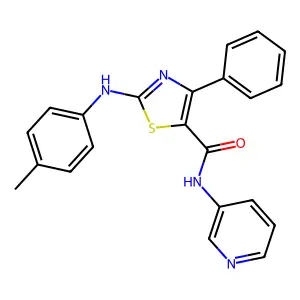4-phenyl-N-(pyridin-3-yl)-2-(p-tolylamino)thiazole-5-carboxamide structure