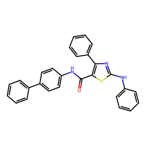 N-(biphenyl-4-yl)-4-phenyl-2-(phenylamino)-1,3-thiazole-5-carboxamide structure