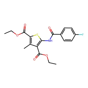 Diethyl 5-(4-fluorobenzamido)-3-methylthiophene-2,4-dicarboxylate structure