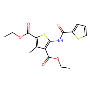 Diethyl 3-methyl-5-[(thien-2-ylcarbonyl)amino]thiophene-2,4-dicarboxylate structure