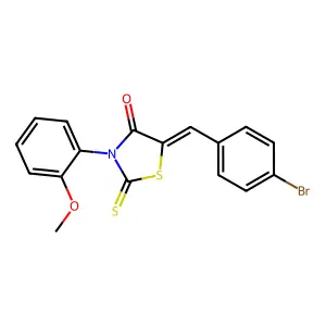 (5Z)-5-[(4-bromophenyl)methylidene]-3-(2-methoxyphenyl)-2-sulfanylidene-1,3-thiazolidin-4-one structure
