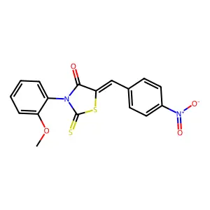 (Z)-3-(2-methoxyphenyl)-5-(4-nitrobenzylidene)-2-thioxothiazolidin-4-one structure