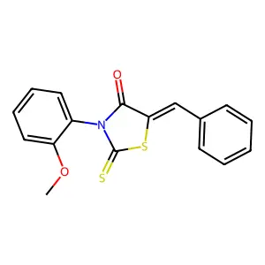 (Z)-5-benzylidene-3-(2-methoxyphenyl)-2-thioxothiazolidin-4-one structure