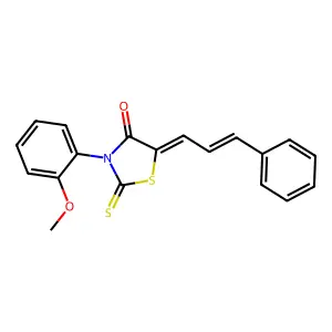 (Z)-3-(2-methoxyphenyl)-5-((E)-3-phenylallylidene)-2-thioxothiazolidin-4-one structure