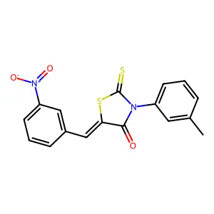 (5Z)-3-(3-methylphenyl)-5-[(3-nitrophenyl)methylidene]-2-sulfanylidene-1,3-thiazolidin-4-one structure