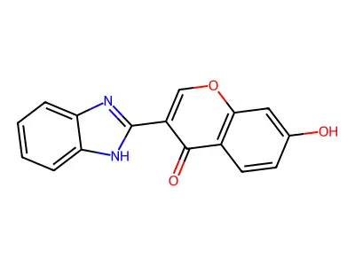 3-(1H-benzimidazol-2-yl)-7-hydroxychromen-4-one structure