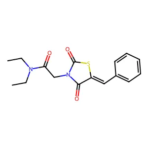 (Z)-2-(5-benzylidene-2,4-dioxothiazolidin-3-yl)-N,N-diethylacetamide structure