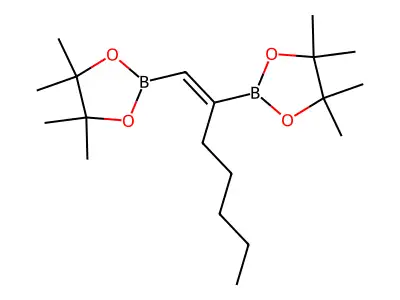 4,4,5,5-tetramethyl-2-[1-(4,4,5,5-tetramethyl-1,3,2-dioxaborolan-2-yl)hept-1-en-2-yl]-1,3,2-dioxaborolane structure