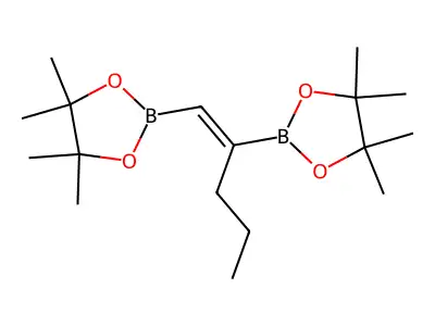 4,4,5,5-tetramethyl-2-[1-(4,4,5,5-tetramethyl-1,3,2-dioxaborolan-2-yl)pent-1-en-2-yl]-1,3,2-dioxaborolane structure