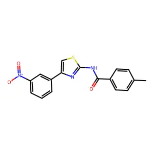 4-methyl-N-[4-(3-nitrophenyl)-1,3-thiazol-2-yl]benzamide structure