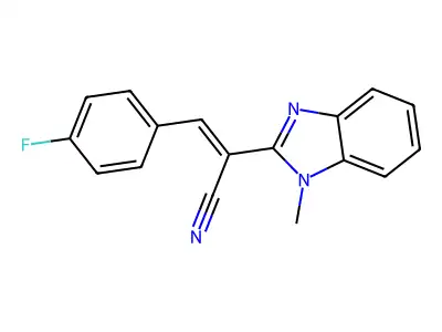 (E)-3-(4-fluorophenyl)-2-(1-methyl-1H-benzo[d]imidazol-2-yl)acrylonitrile structure